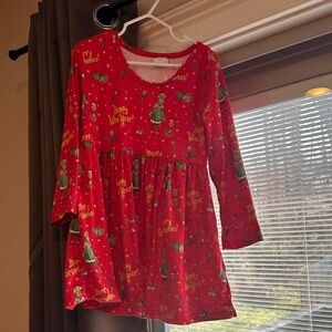 Red Christmas Dress with Festive Print